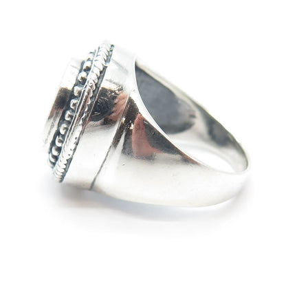 925 Sterling Silver Vintage Beaded Ring Size 8.5