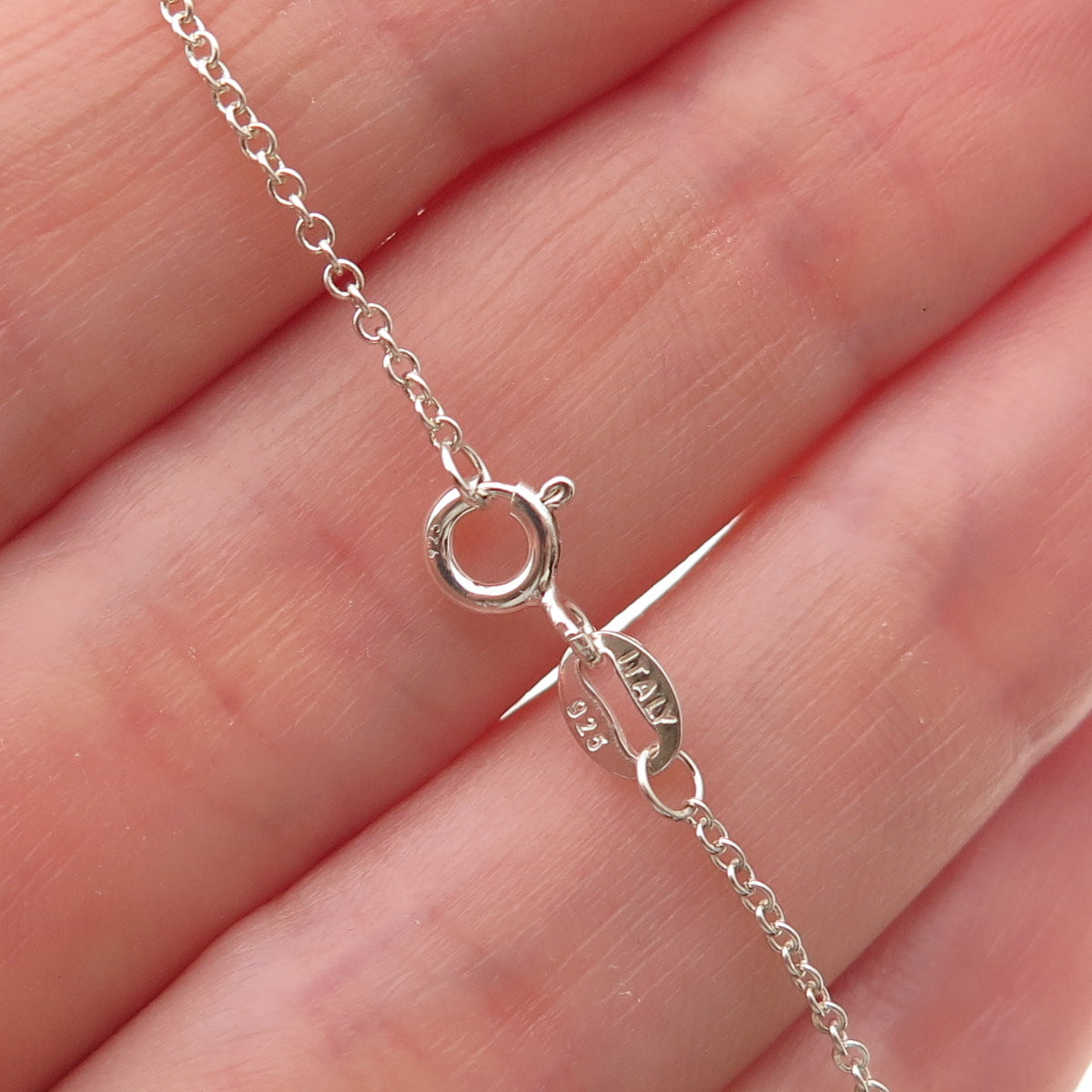 925 Sterling Silver Real Round-Cut Diamond Cable Chain Necklace 18"