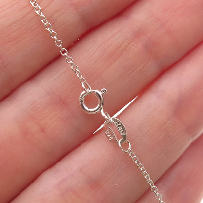 925 Sterling Silver Real Round-Cut Diamond Cable Chain Necklace 18"
