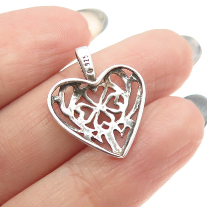 925 Sterling Silver Vintage Ornate Heart Pendant