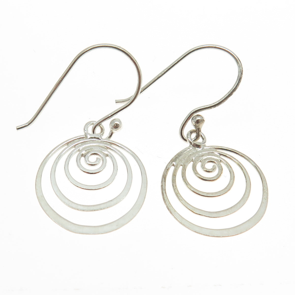 925 Sterling Silver Spiral Drop Dangling Earrings