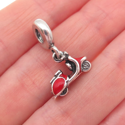 PANDORA 925 Sterling Silver Enamel Red Scooter Slide Dangle Charm
