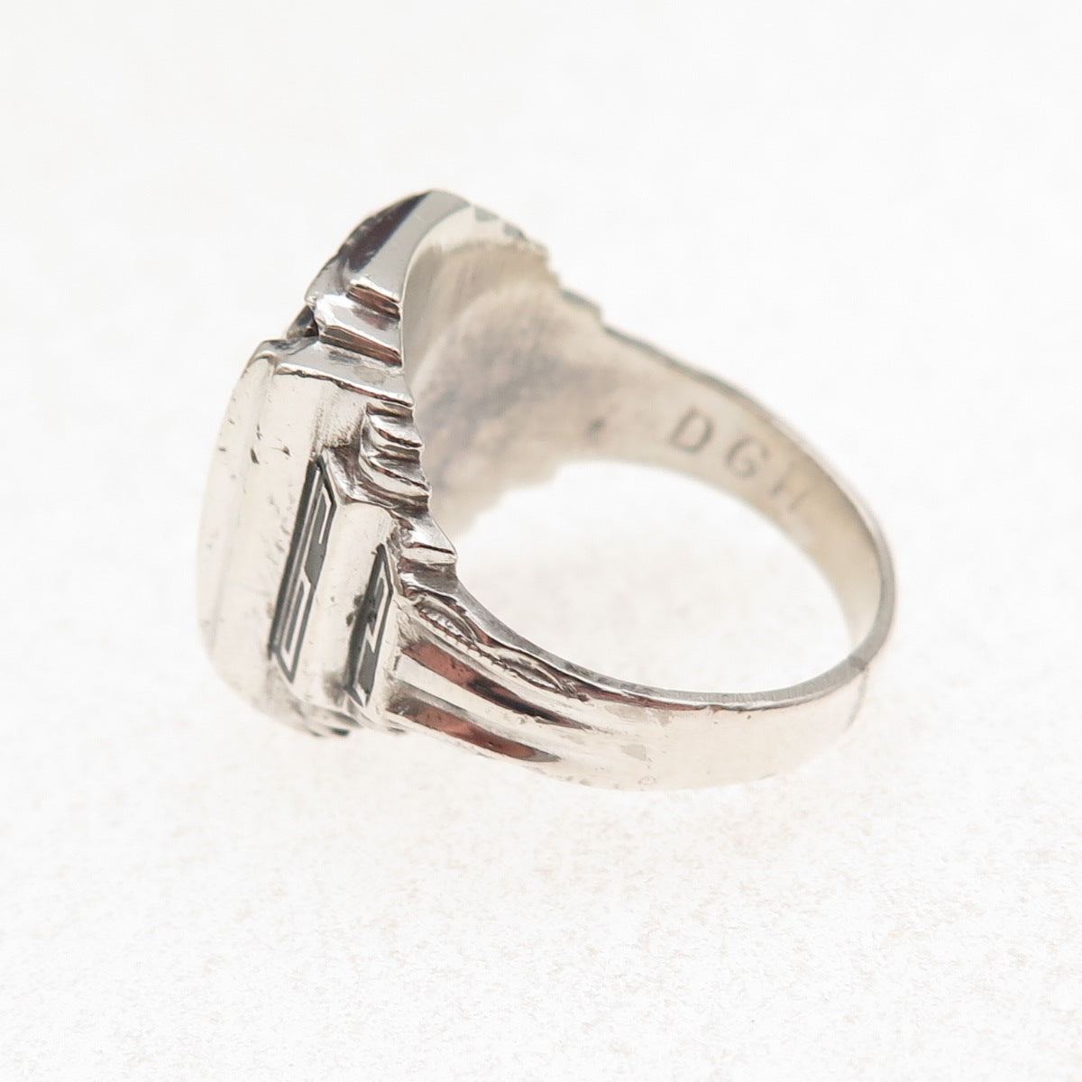 925 Sterling Silver Vintage 1962 Enamel East Newark School Ring Size 8