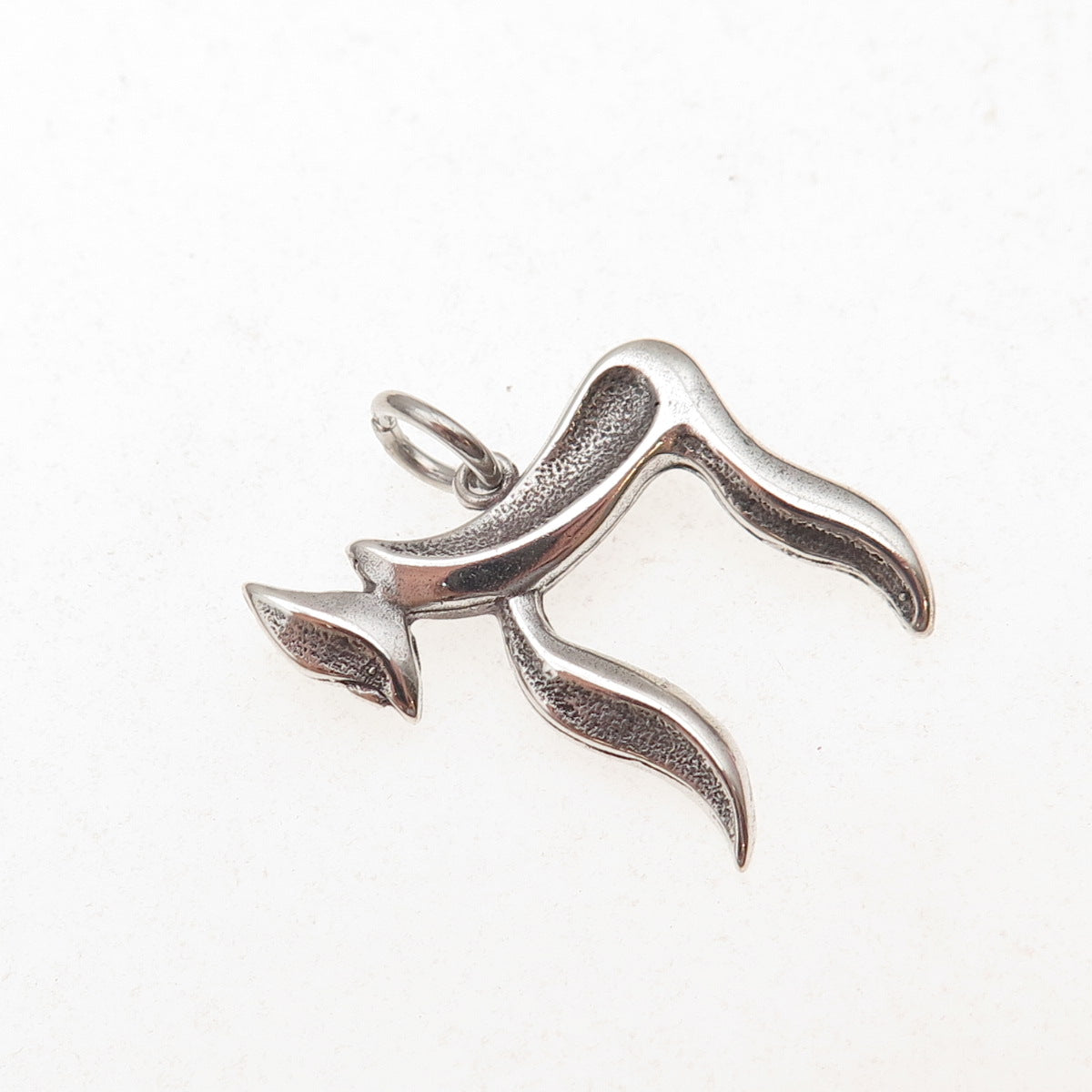 925 Sterling Silver Vintage Chai Judaica Oxidized Charm Pendant