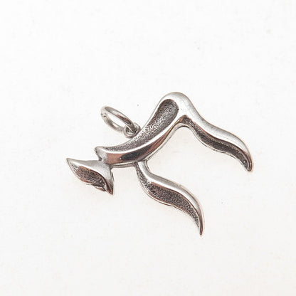 925 Sterling Silver Vintage Chai Judaica Oxidized Charm Pendant