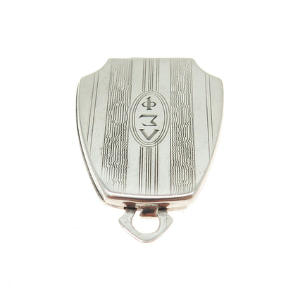 925 Sterling Silver Antique Art Deco Engraved Delta Epsilon Phi Locket Pendant