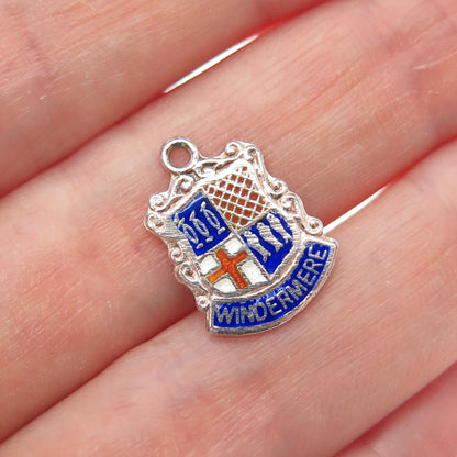 925 Sterling Silver Vintage Enamel Windermere Coat of Arms Minimalist Pendant