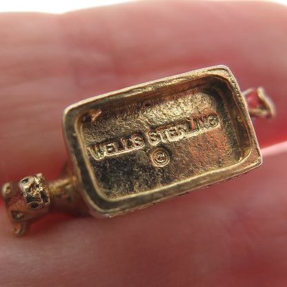 WELLS Sterling Gold Plated Vintage Enamel Oct. 8 1871 Great Chicago Fire Pendant