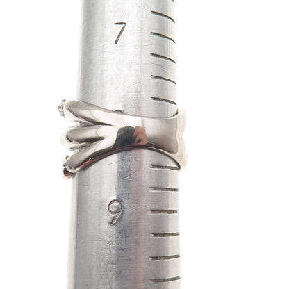 925 Sterling Silver Round-Cut C Z Multi-Link Crossover Ring Size 8.25