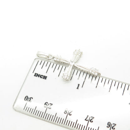 925 Sterling Silver White C Z Cross Pendant