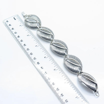 925 Sterling Silver Vintage Danecraft Ribbed Link Bracelet 7.5"