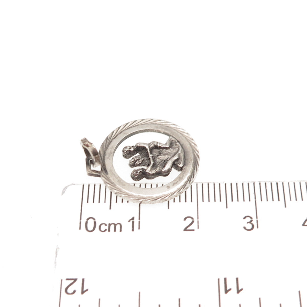 925 Sterling Silver Vintage Gemini Zodiac Sign Oxidized Mini Charm Pendant