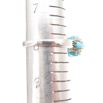 Chuck Clemency 925 Sterling Silver Real Turquoise Spinel White Topaz Ring Size 8