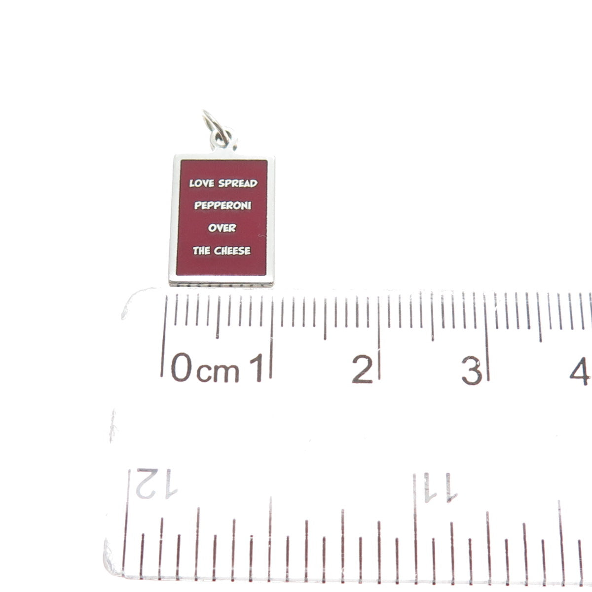925 Sterling Red Enamel Love Spread Pepperoni Over The Cheese Minimalist Pendant