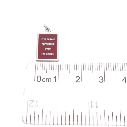 925 Sterling Red Enamel Love Spread Pepperoni Over The Cheese Minimalist Pendant