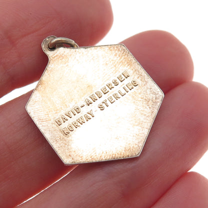 David Andersen Sterling Gold Plated Vintage Norway Enamel Sagittarius Pendant