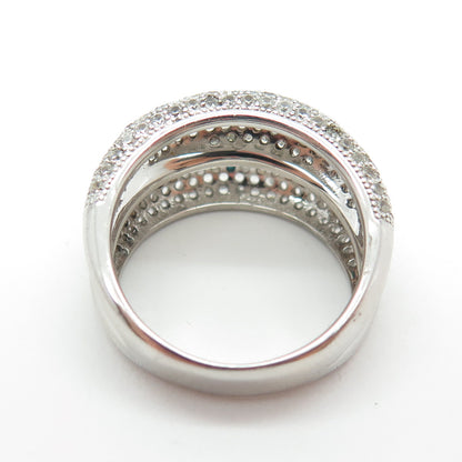 925 Sterling Silver Real Blue Diamond & White Topaz Gemstone Ring Size 7