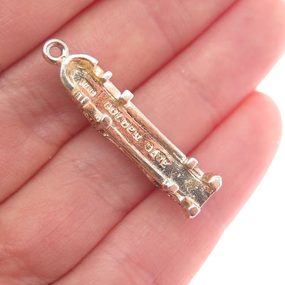 925 Sterling Silver Gold Plated Vintage Golden Gate 3D Charm Pendant