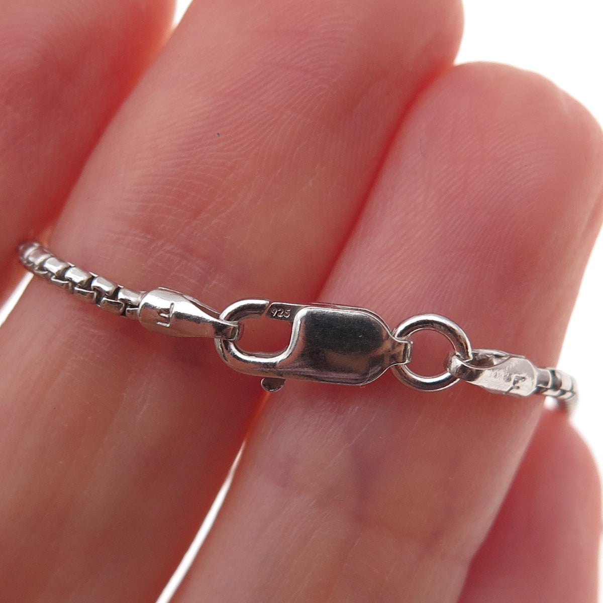 925 Sterling Silver Italy Round Box Chain Necklace 18"