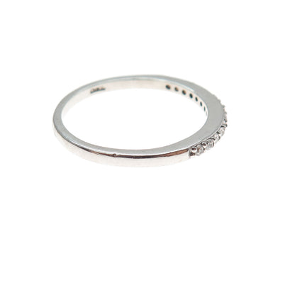 925 Sterling Silver Round-Cut C Z Half Eternity Stackable Band Ring Size 7