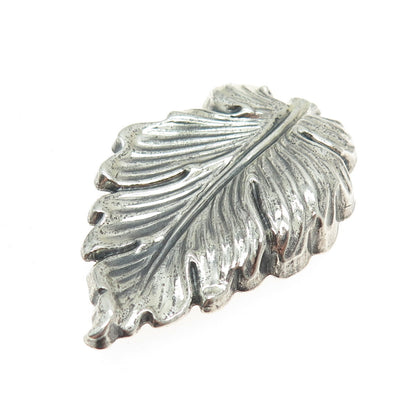 DANECRAFT 925 Sterling Silver Antique Art Deco Leaf Repousse Oxidized Pin Brooch