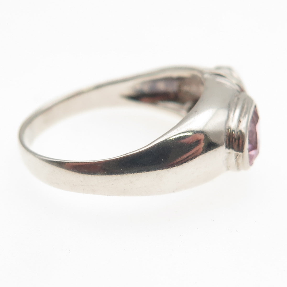 Charles Winston 925 Sterling Silver Vintage Lavender C Z Modernist Ring Size 8