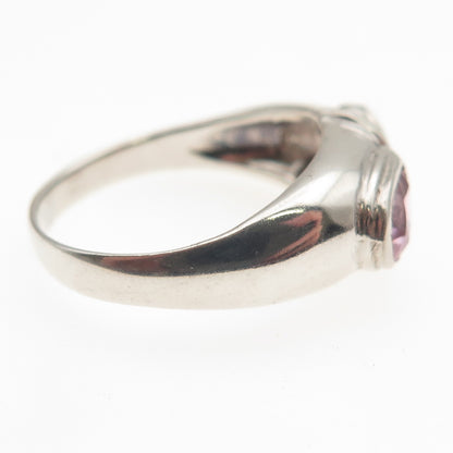 Charles Winston 925 Sterling Silver Vintage Lavender C Z Modernist Ring Size 8
