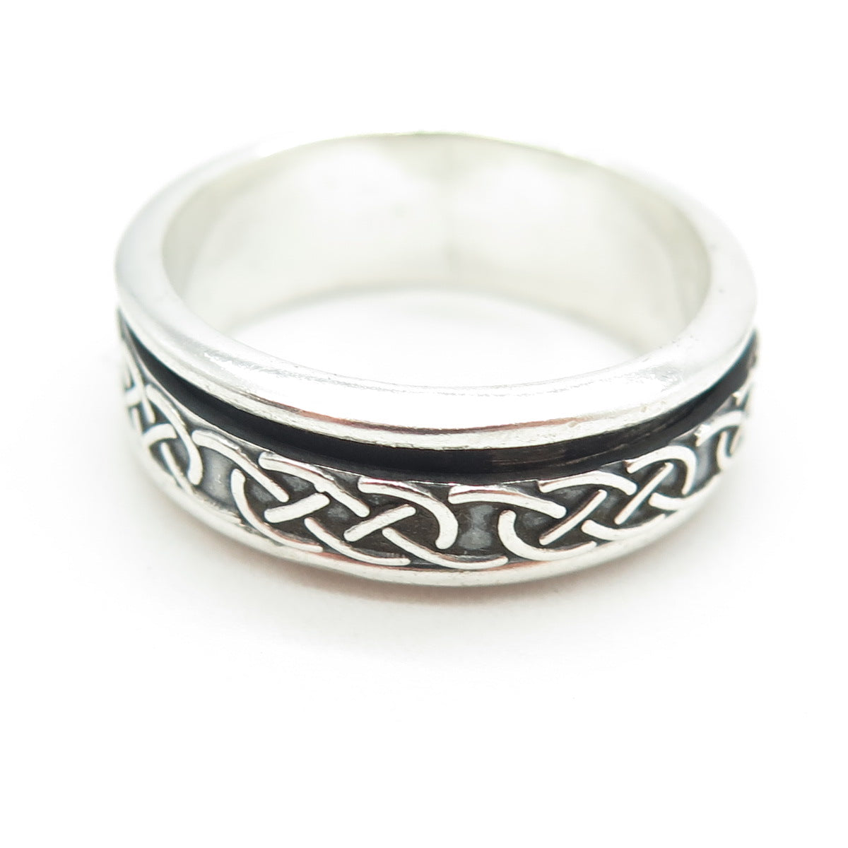 925 Sterling Silver Vintage Celtic Knot Rotating Band Ring Size 11