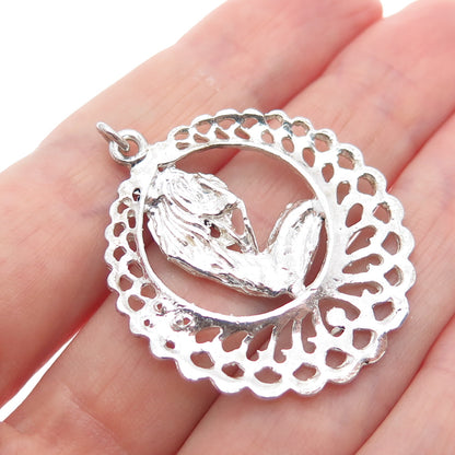925 Sterling Silver Vintage Mermaid Ornate Charm Pendant