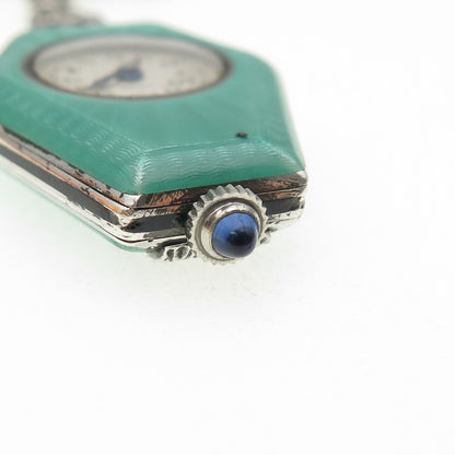 Ahrens Lucerne Sterling Antique Sapphire Marcasite Watch Pin (missing 2 stones)