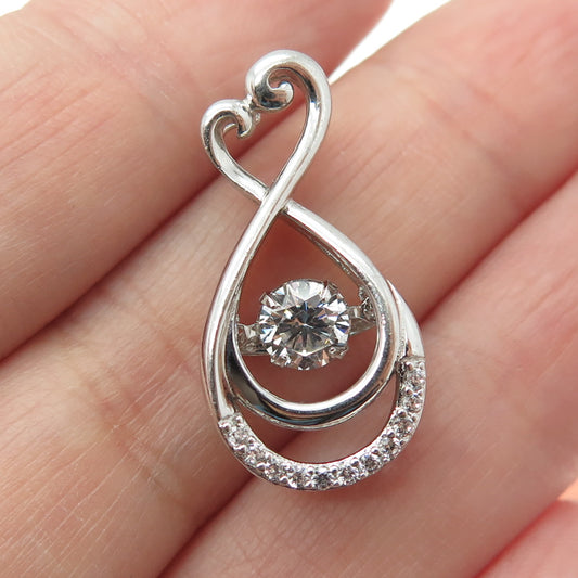 SAI 925 Sterling Silver Round-Cut C Z Infinity Heart Slide Pendant