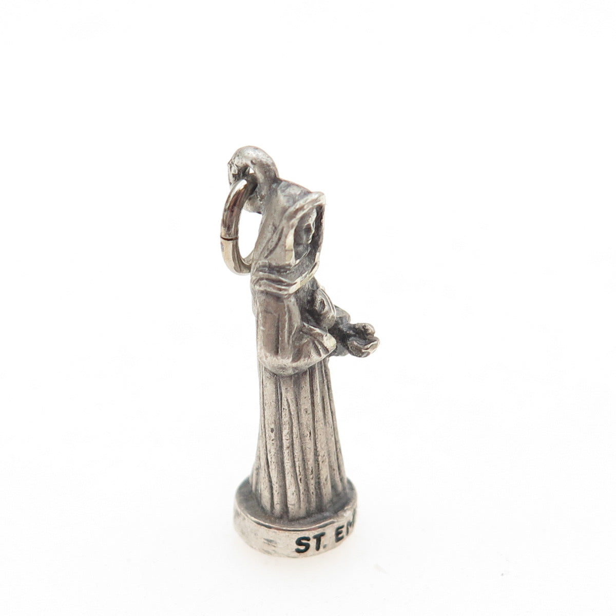 CREED 925 Sterling Silver Antique Art Deco St. Emma Oxidized Mini Charm Pendant