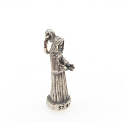 CREED 925 Sterling Silver Antique Art Deco St. Emma Oxidized Mini Charm Pendant