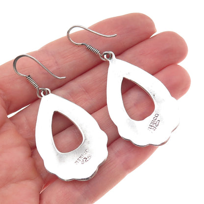 925 Sterling Silver Vintage Mexico Modernist Teardrop Dangle Earrings