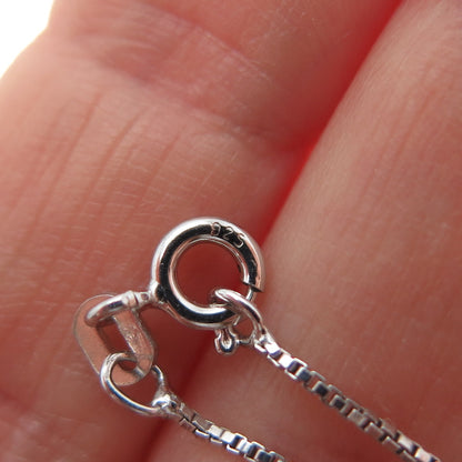 SAI 925 Sterling Silver Black & White C Z Flower Pendant Box Chain Necklace 18"