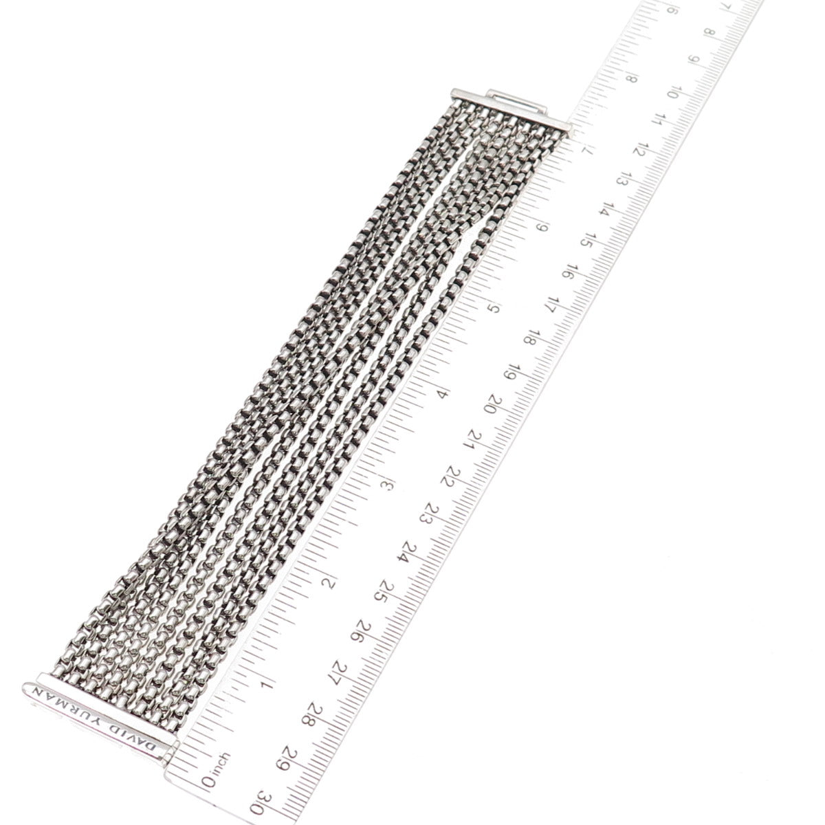 David Yurman 925 Sterling Silver Vintage Box Chain 8-Row Bracelet 6.75"