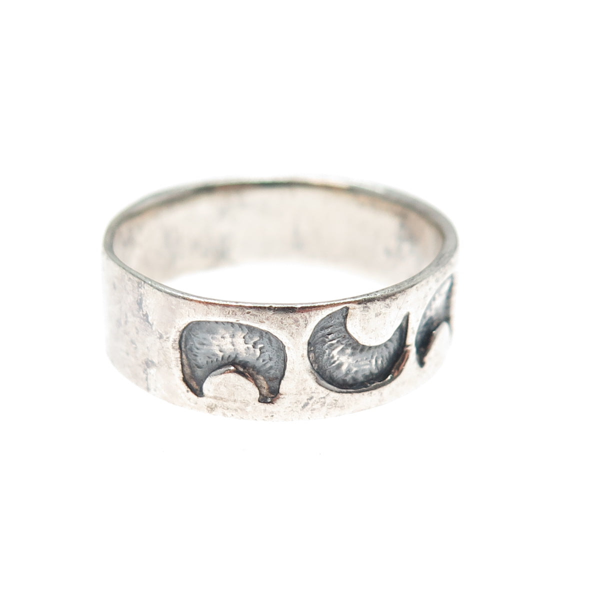 925 Sterling Silver Vintage Crescent Moon Band Ring Size 9.25