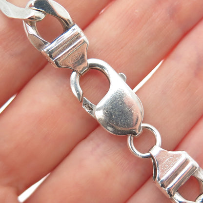 925 Sterling Silver Vintage Italy Figaro Link Bracelet 8.75"