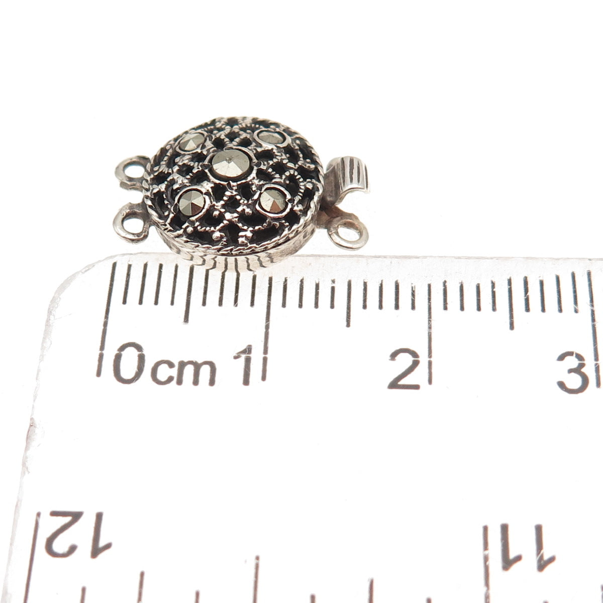 925 Sterling Silver Antique Art Deco Real Marcasite Bracelet / Necklace Box Lock