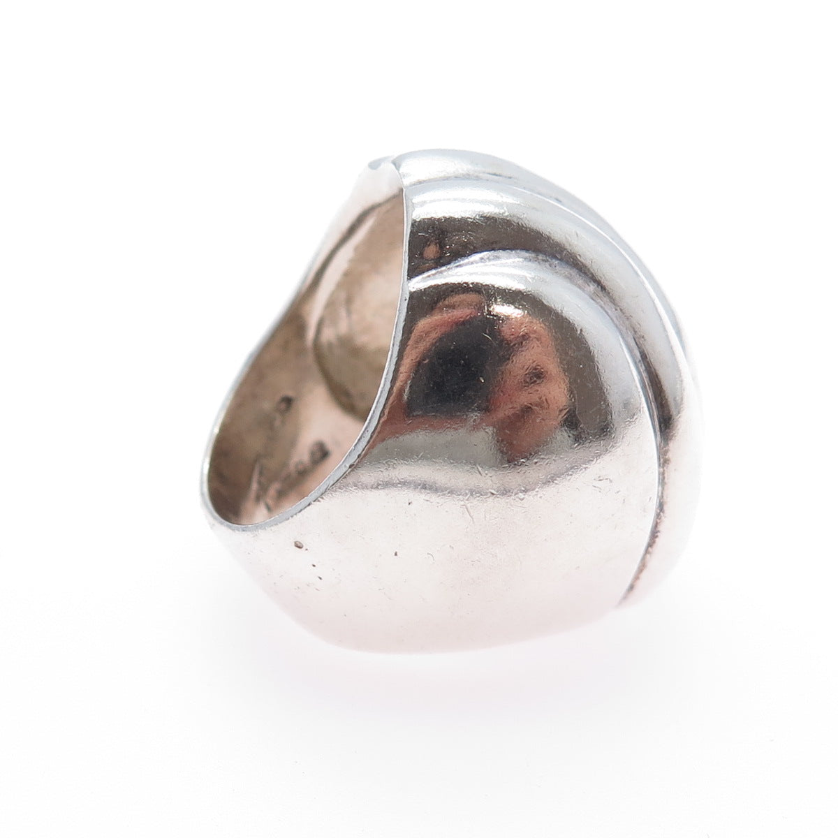 925 Sterling Silver Vintage Mexico Modernist Ribbed Dome Ring Size 7.5