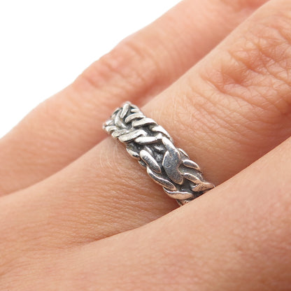 BELL TRADING POST 925 Sterling Silver Vintage Roped Oxidized Band Ring Size 5.25