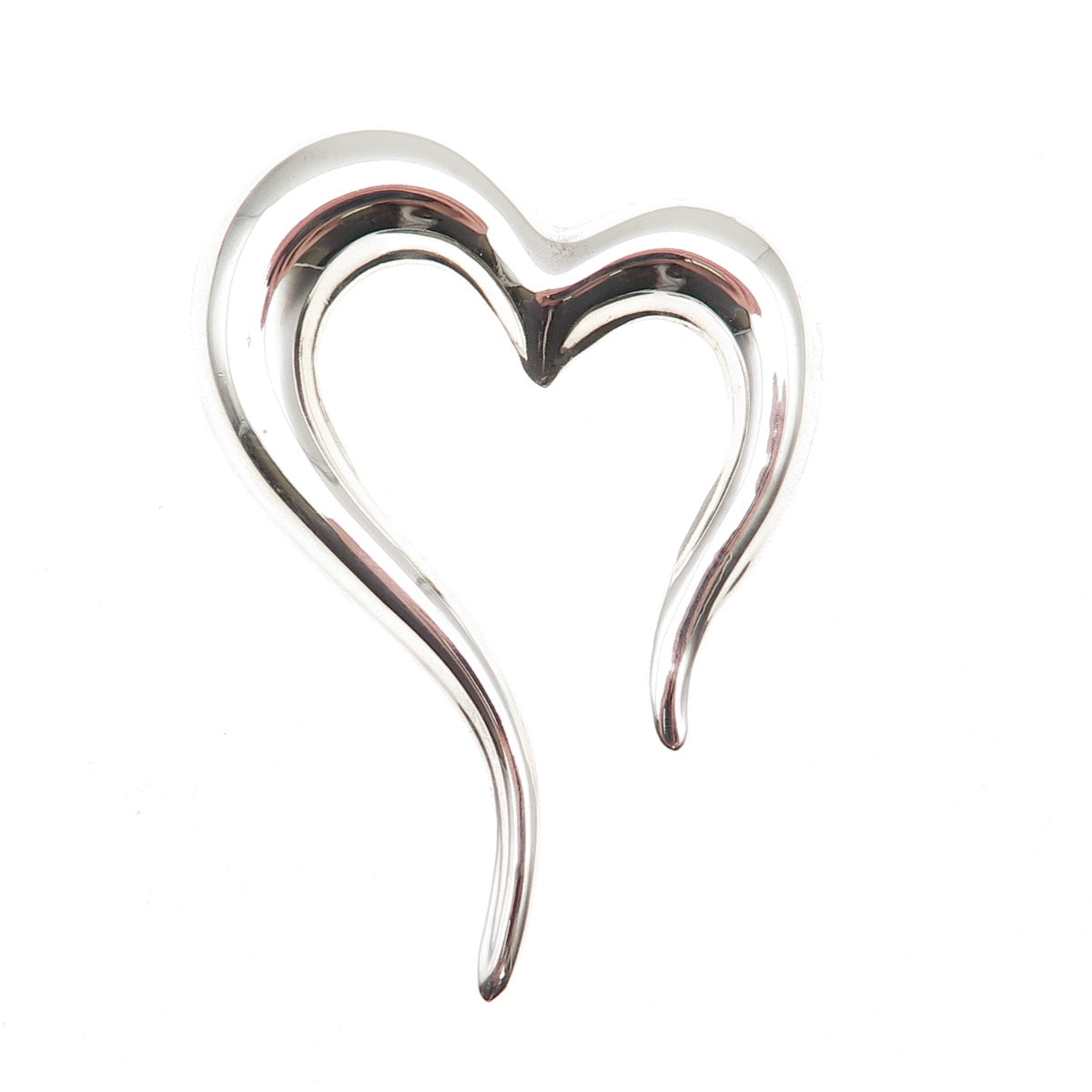 925 Sterling Silver Vintage Mexico Modernist Heart Pin Brooch