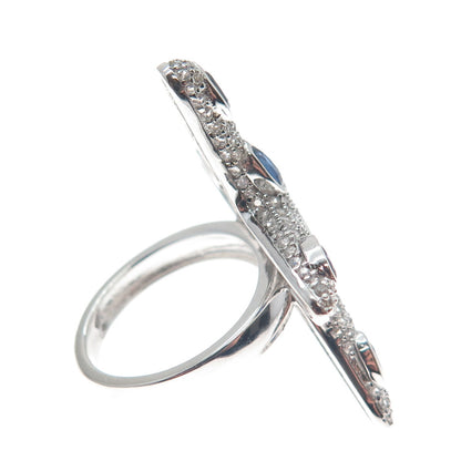 DSMK 925 Sterling Silver Real Sapphire & White Topaz Starfish Ring Size 7.25