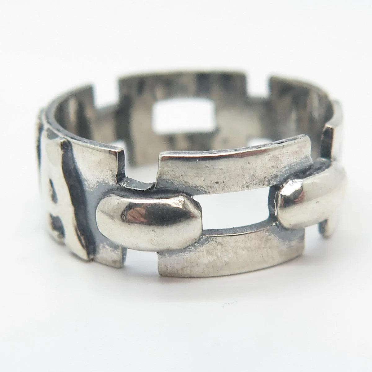 925 Sterling Silver Vintage Chain Band Ring Size 11.25