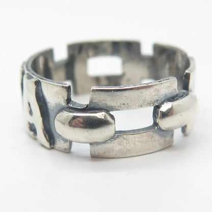 925 Sterling Silver Vintage Chain Band Ring Size 11.25