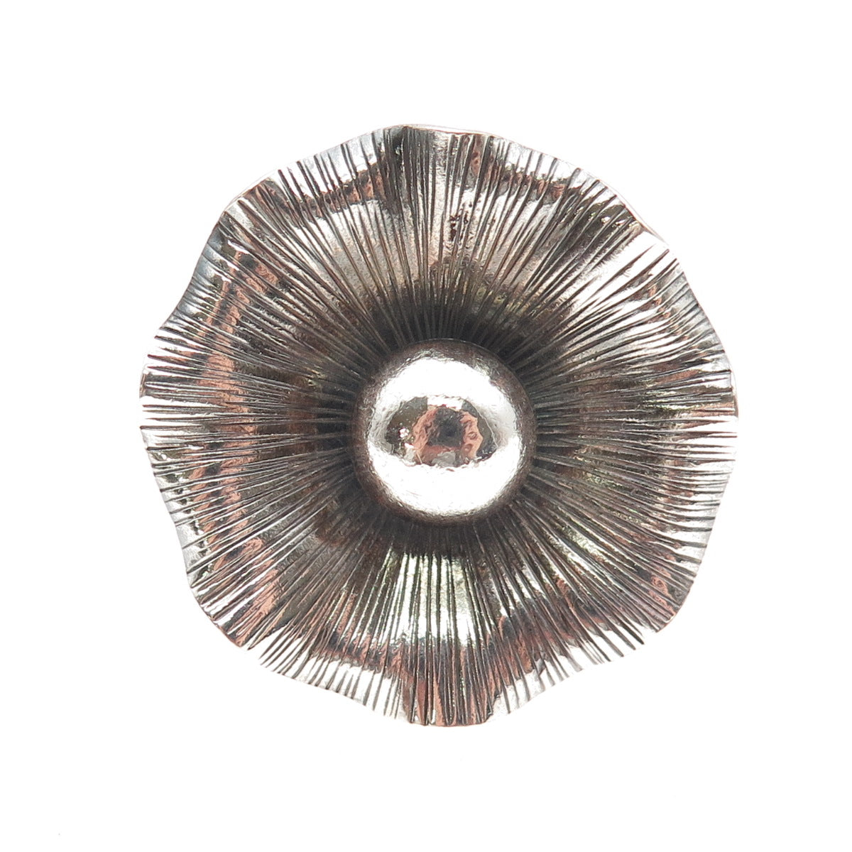 925 Sterling Silver Vintage Modernist Flower Statement Oxidized Ring Size 8.75