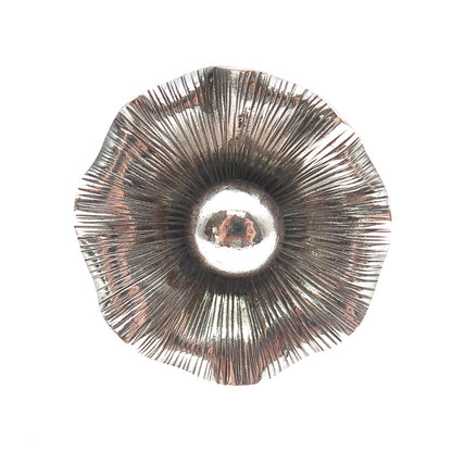 925 Sterling Silver Vintage Modernist Flower Statement Oxidized Ring Size 8.75