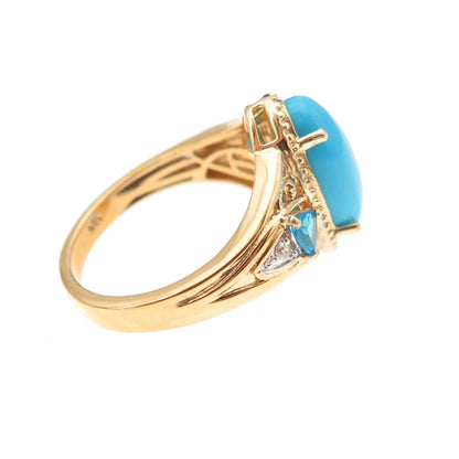 Chuck Clemency Sterling Silver Gold Plated Turquoise Apatite Topaz Ring Size 8.5