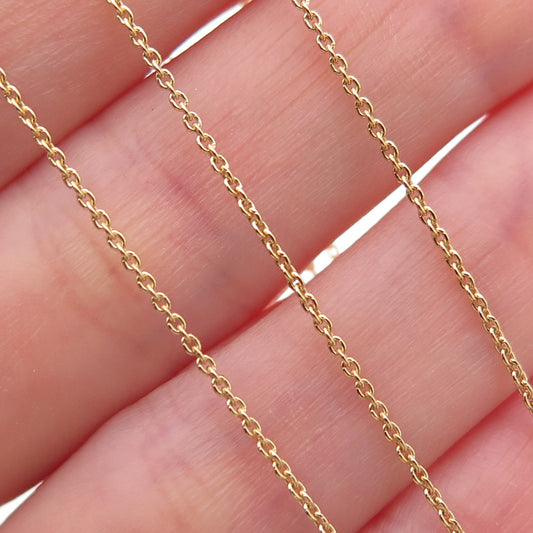 925 Sterling Silver Gold Plated Italy Cable Chain Necklace 15-16"
