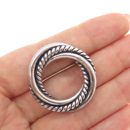 925 Sterling Silver Vintage Mexico Interlocked Trinity Oxidized Pin Brooch